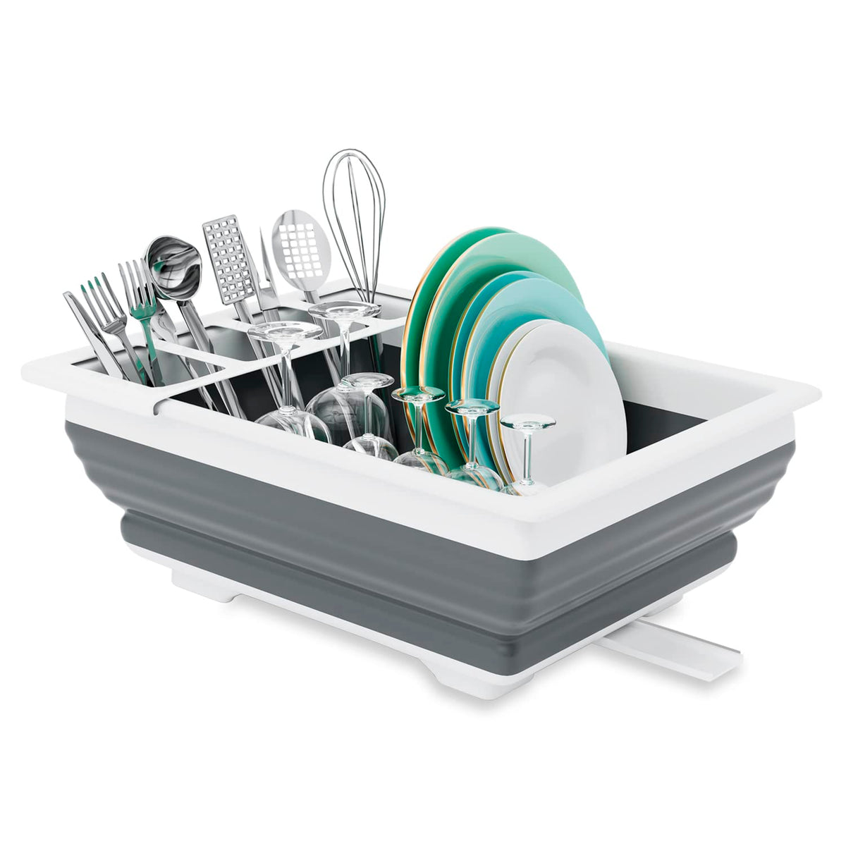 Thanstar collapsible dish drainer open, space-saving design.