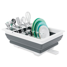 Thanstar collapsible dish drainer open, space-saving design.