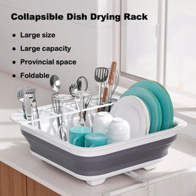 Thanstar collapsible dish drying rack easy-clean and rust-resistant.