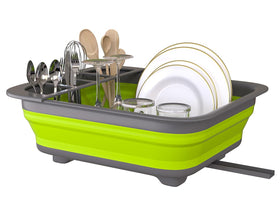 ThanSTAR collapsible dish drying rack for RV saves space on countertops.