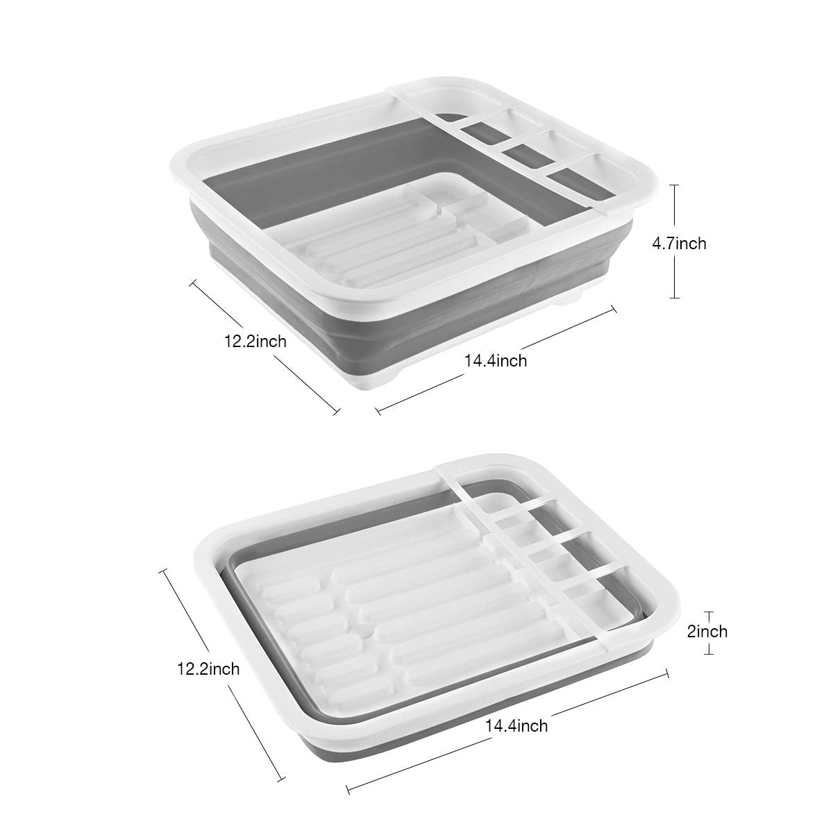 Thanstar dish drying rack with built-in utensil area keeps cutlery organized.