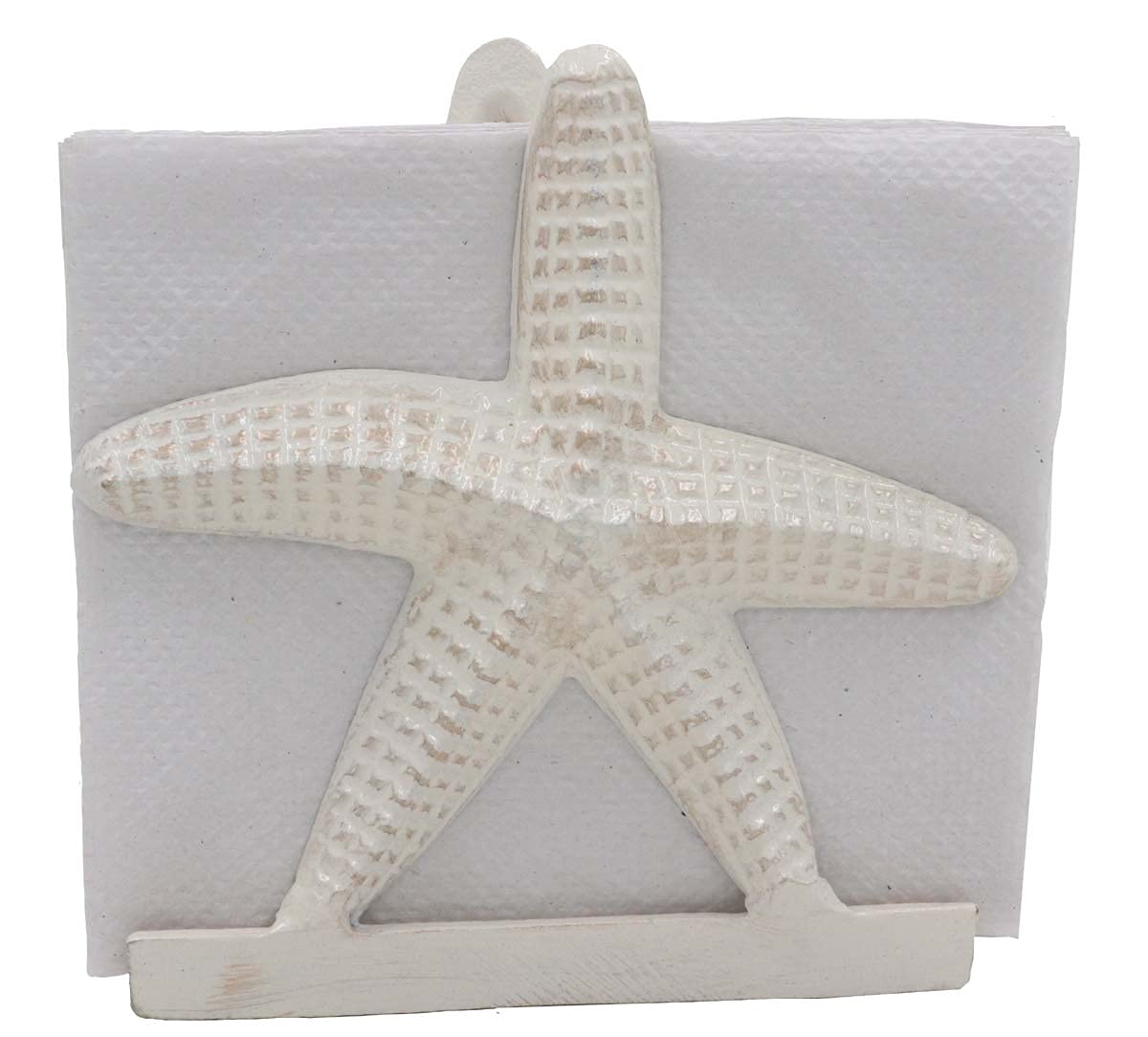 THDC star-distressed off-white metal napkin holder for dining tables.
