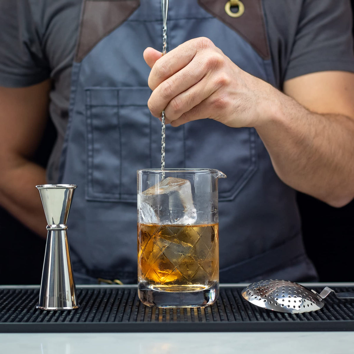 The Art of Craft bar spoon enables layering and floats with the spiral tip.