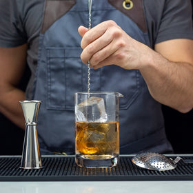 The Art of Craft bar spoon enables layering and floats with the spiral tip.