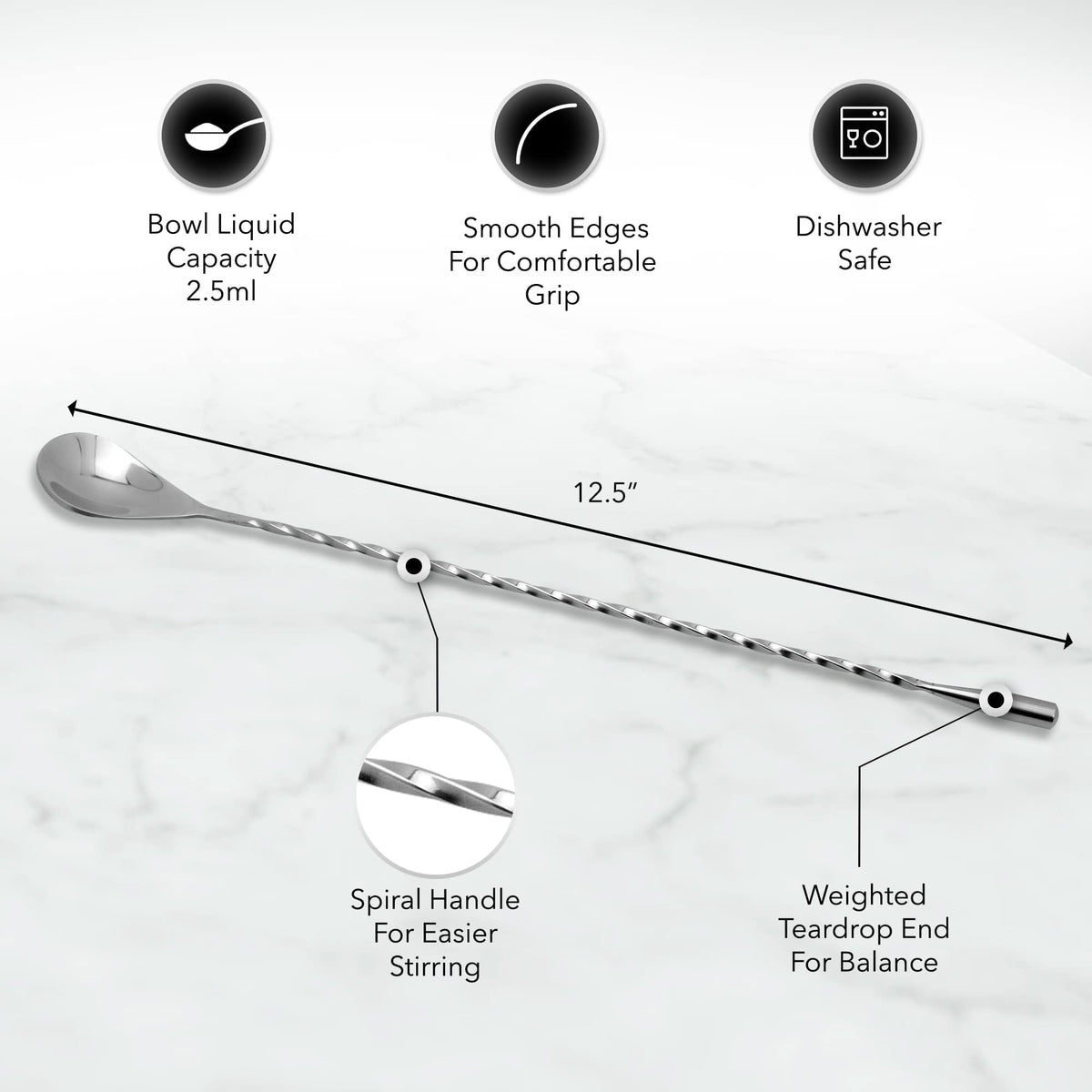 The Art of Craft bar spoon features a precise spiral design for smooth stirring.