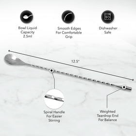 The Art of Craft bar spoon features a precise spiral design for smooth stirring.