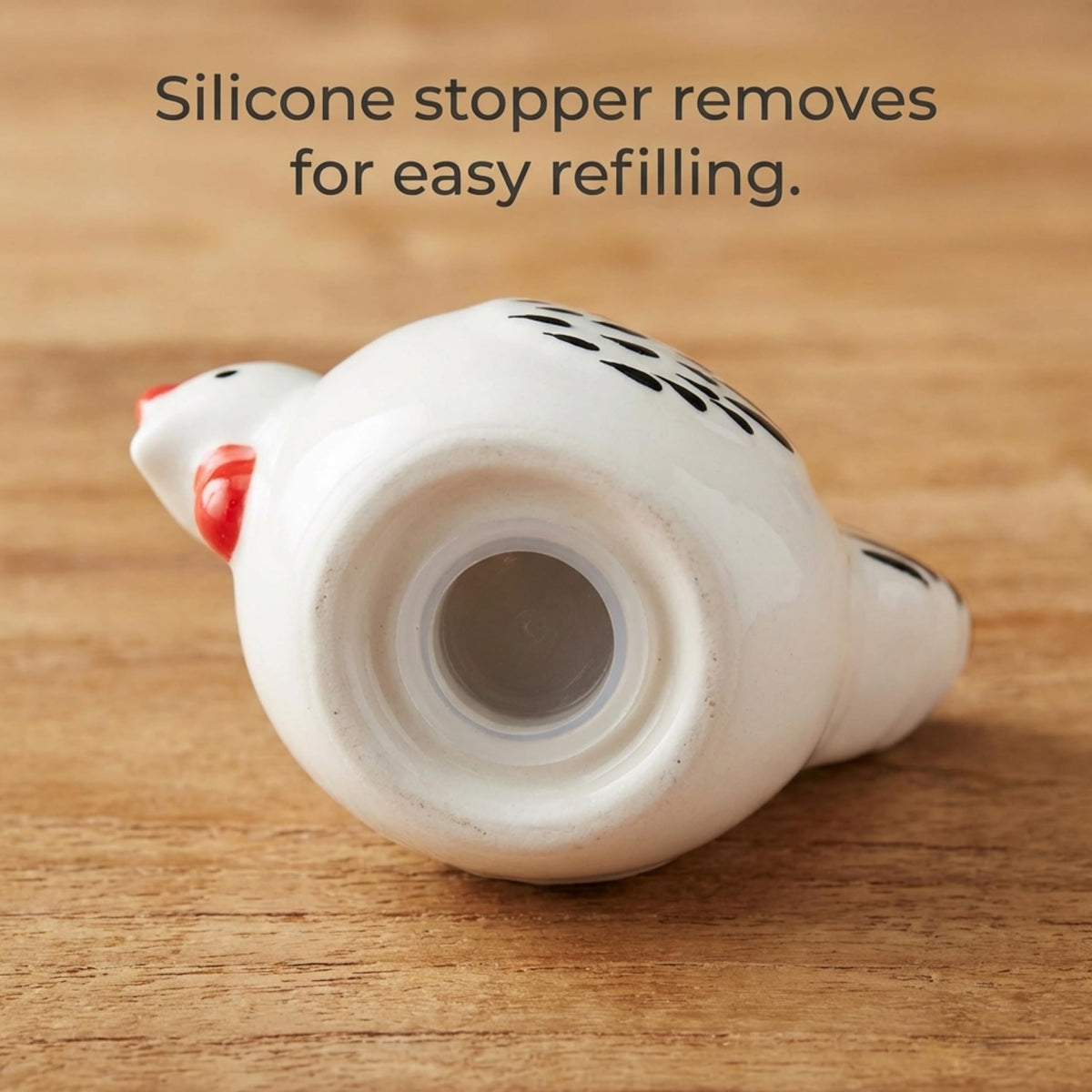 The Bridge Collection salt and pepper shakers back view highlights hand-painted glaze