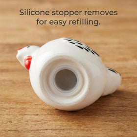 The Bridge Collection salt and pepper shakers back view highlights hand-painted glaze