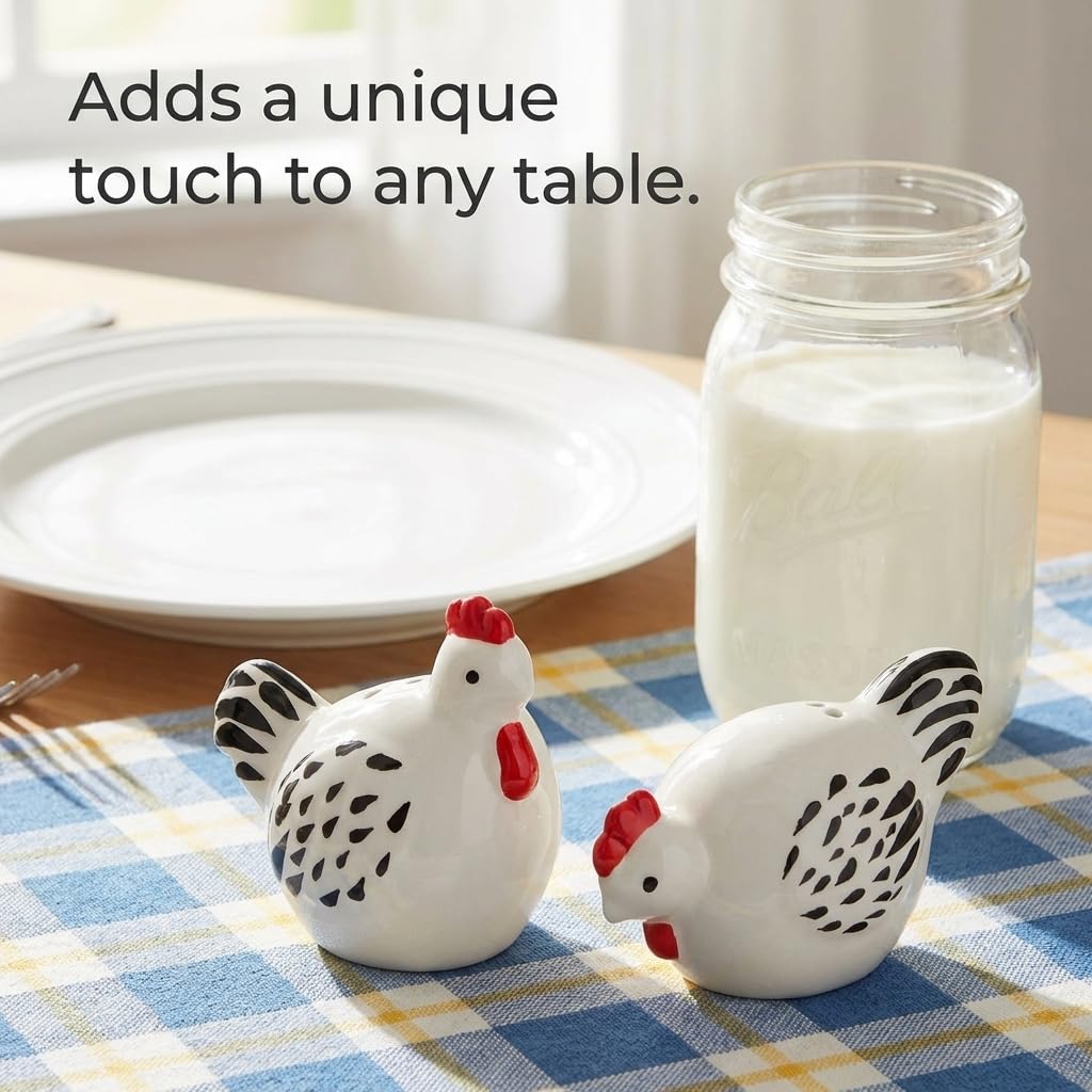 The Bridge Collection chickens shaker top view shows glossy finish for decor
