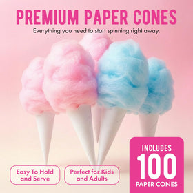 The Candery kit showing 100 premium cones for ready-to-serve floss.