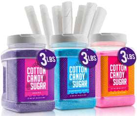 The Candery Raspberry-Blue Cotton Candy Sugar jar ready for easy homemade treats
