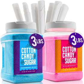 The Candery Raspberry Blue cotton candy sugar jar ready for home parties.
