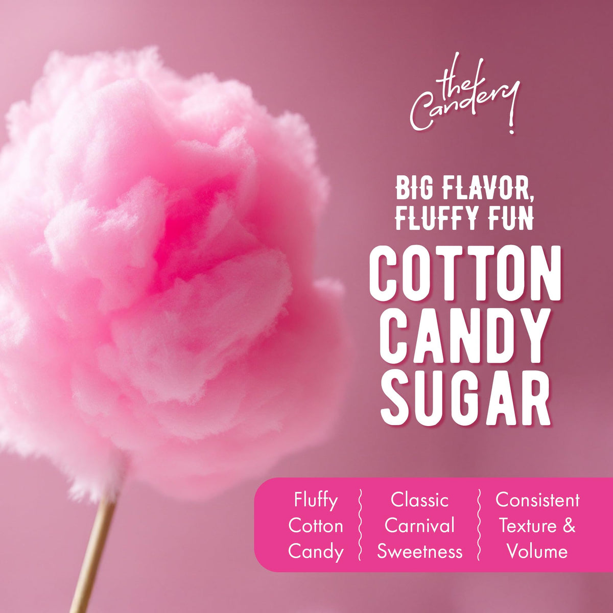 The Candery Strawberry cotton candy sugar 32oz jar for party treats.