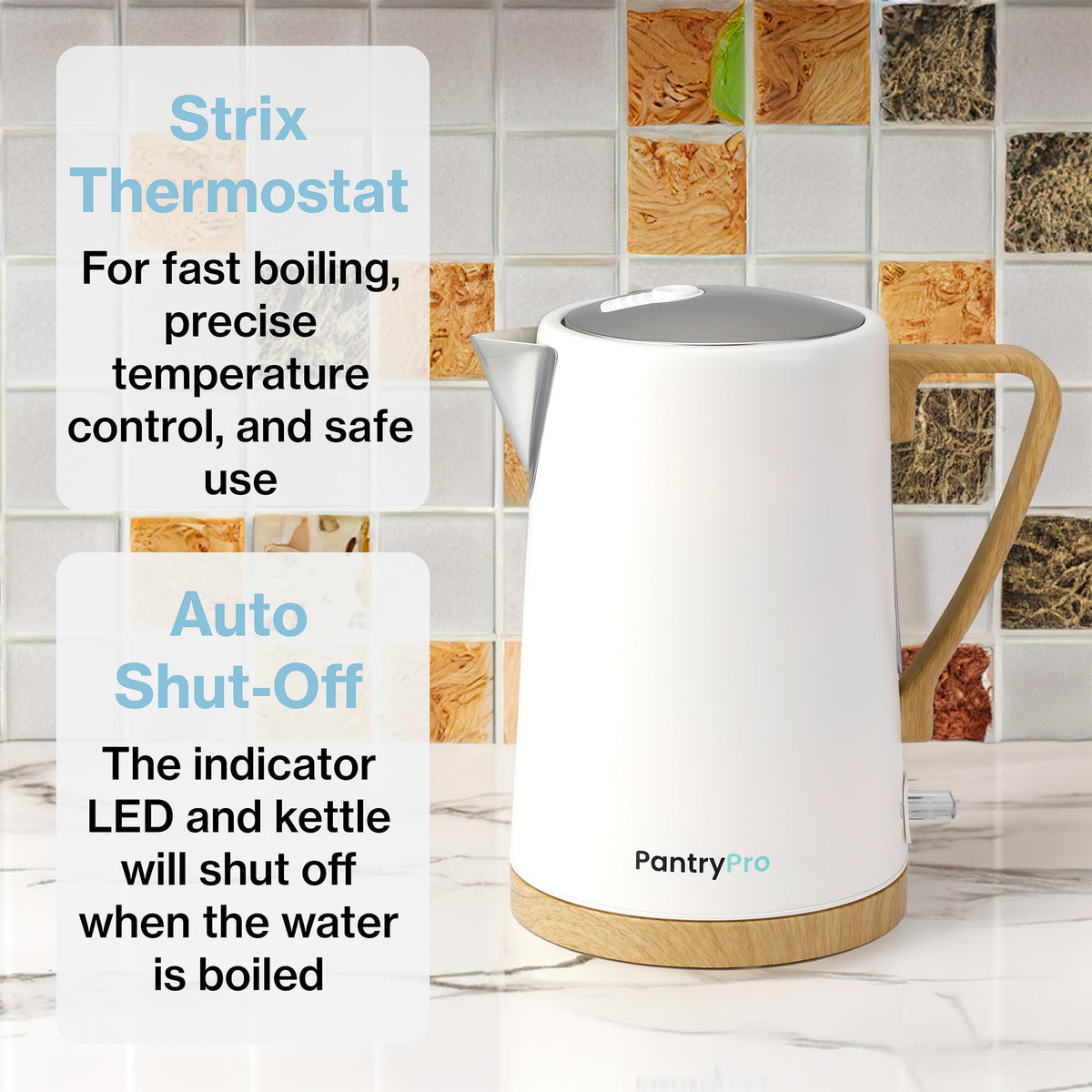 LED indicator shows when boiling is in progress for peace of mind.
