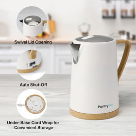 Stainless steel interior ensures clean taste and durable performance.