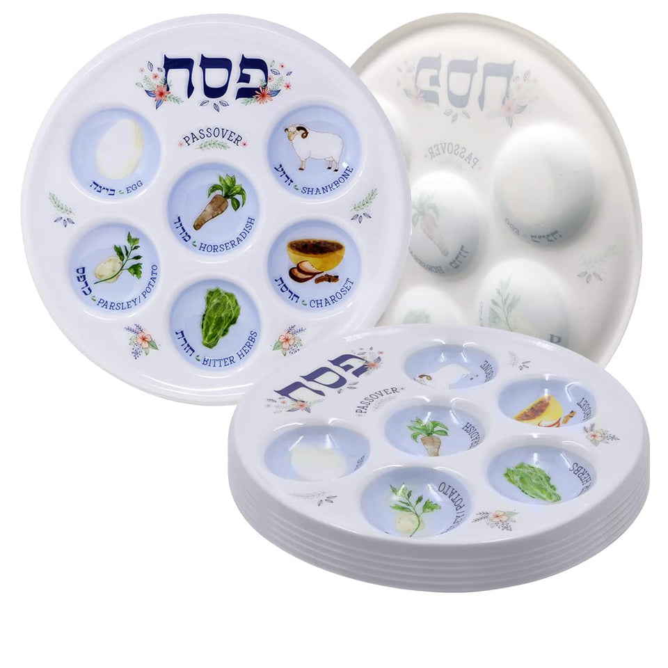 The Dreidel Company Classic Seder Plate with six niches for ritual foods.