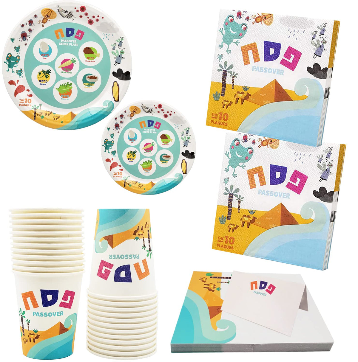 The Dreidel Company Passover 13x13 napkins adding table detail and convenience.