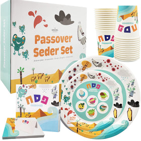 The Dreidel Company Passover 9-inch plates ready for a festive seder.