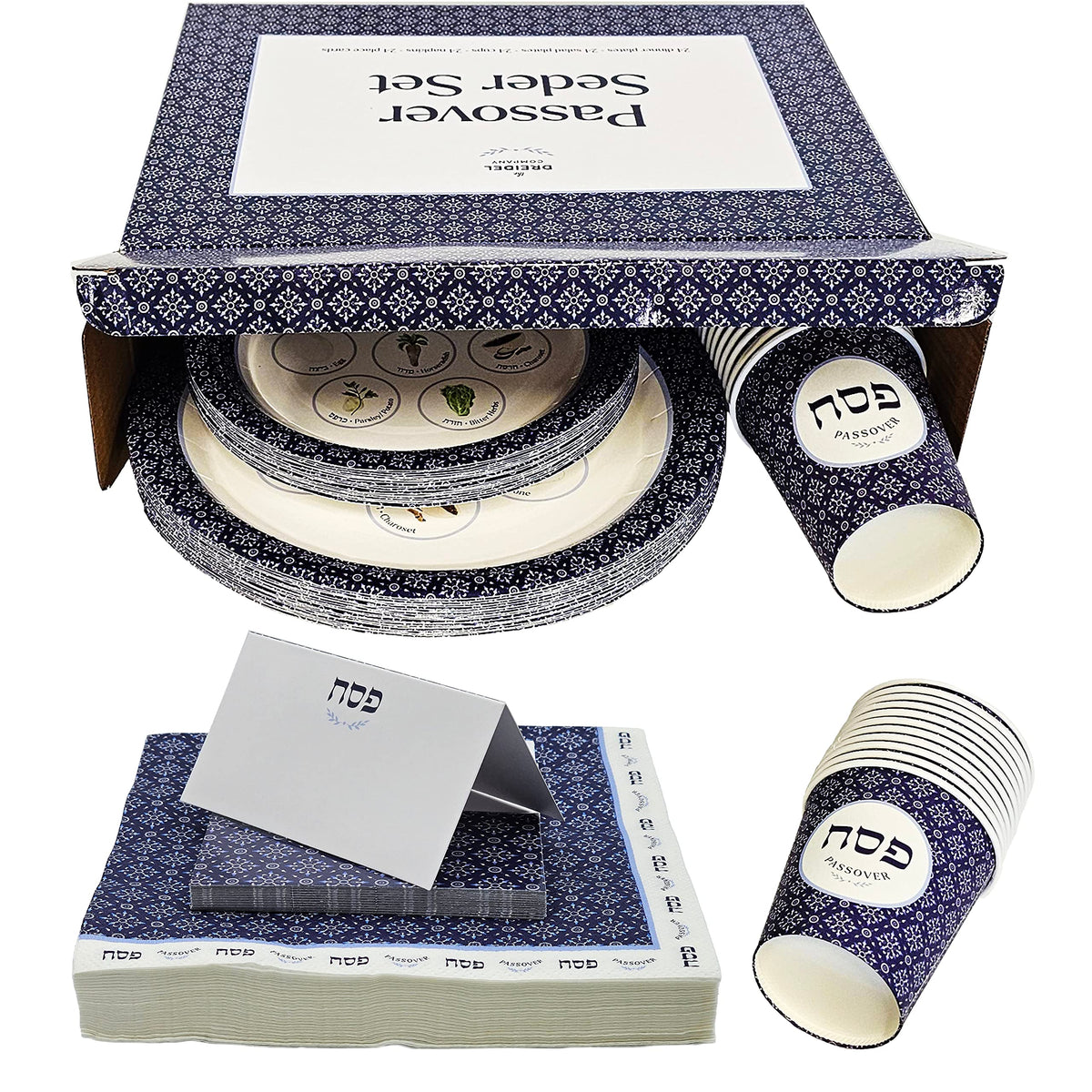 The Dreidel Company blue Seder cups for hot or cold drinks