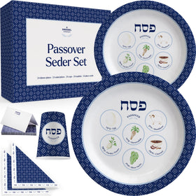 The Dreidel Company 9-inch Passover plates ready for a festive seder