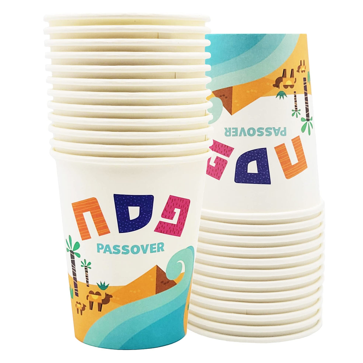 The Dreidel Company Ten Plagues design on Passover tableware.