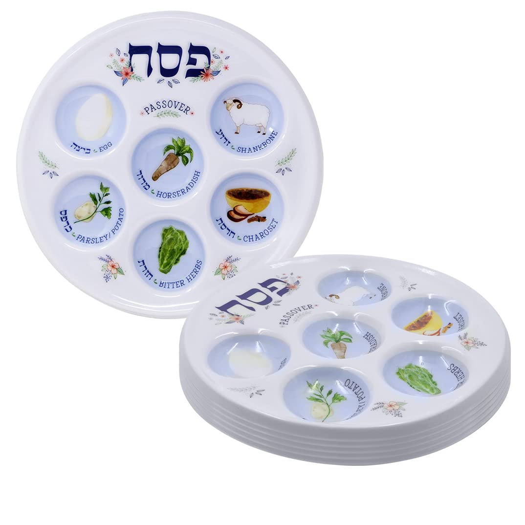 The Dreidel Company Seder Plate 5-pack simplifies hosting for gatherings.