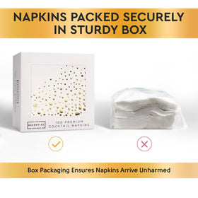 Disposable gold foil napkins by The Essential Concierge for quick cleanup