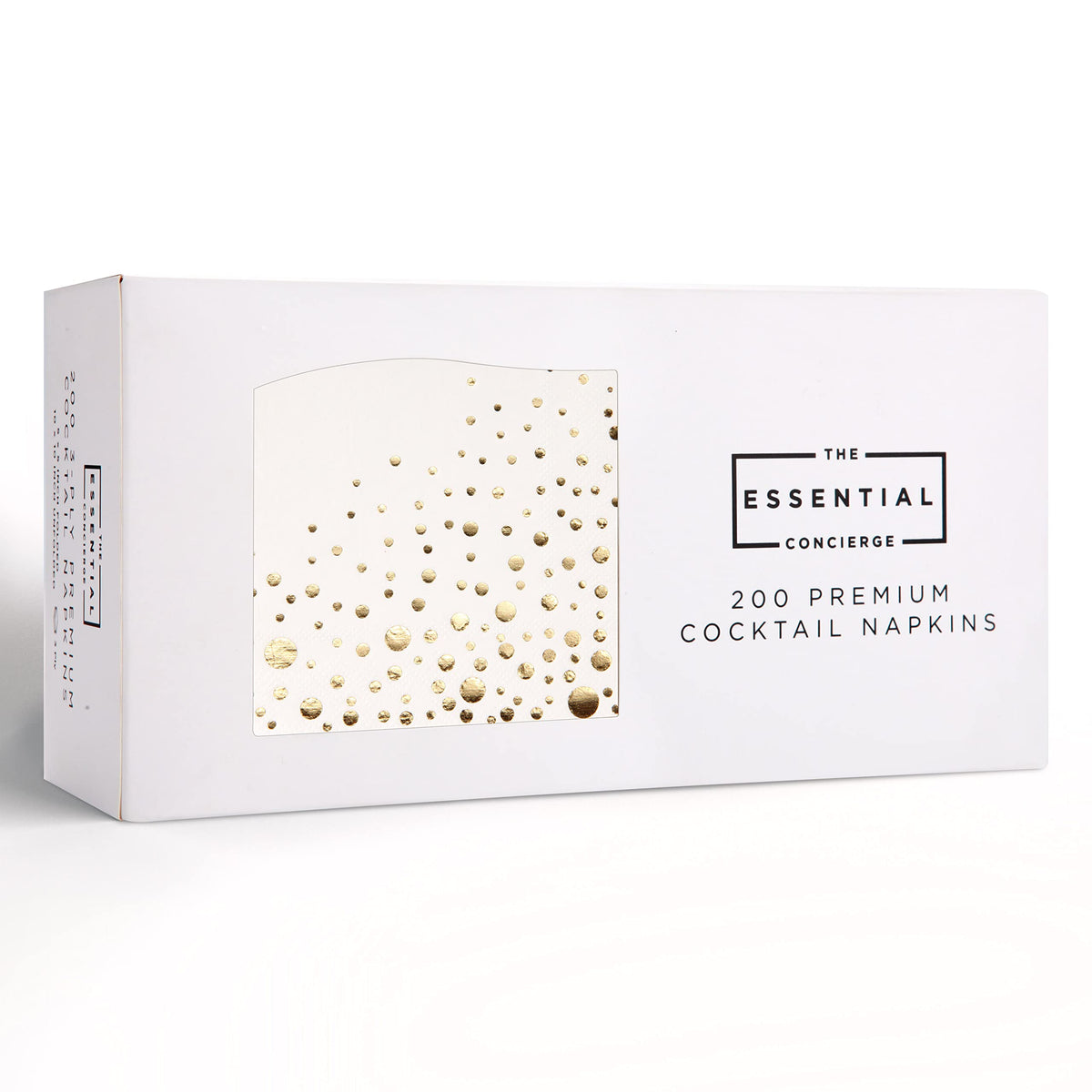 The Essential Concierge gold bar napkins on a stylish table for a glamorous party.