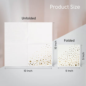 The Essential Concierge white and gold napkins pack ready for weddings or showers.