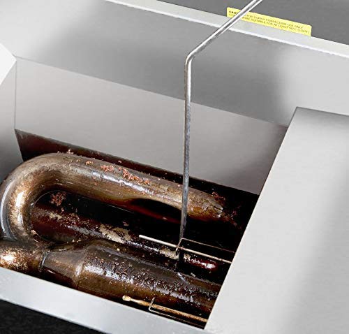 The FryOilSaver Co safety tool keeps hands away from hot fryers during maintenance.