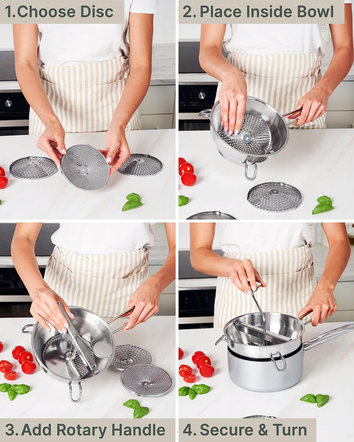 The Hungry Artisan mashed potatoes become silky using the stainless mill.