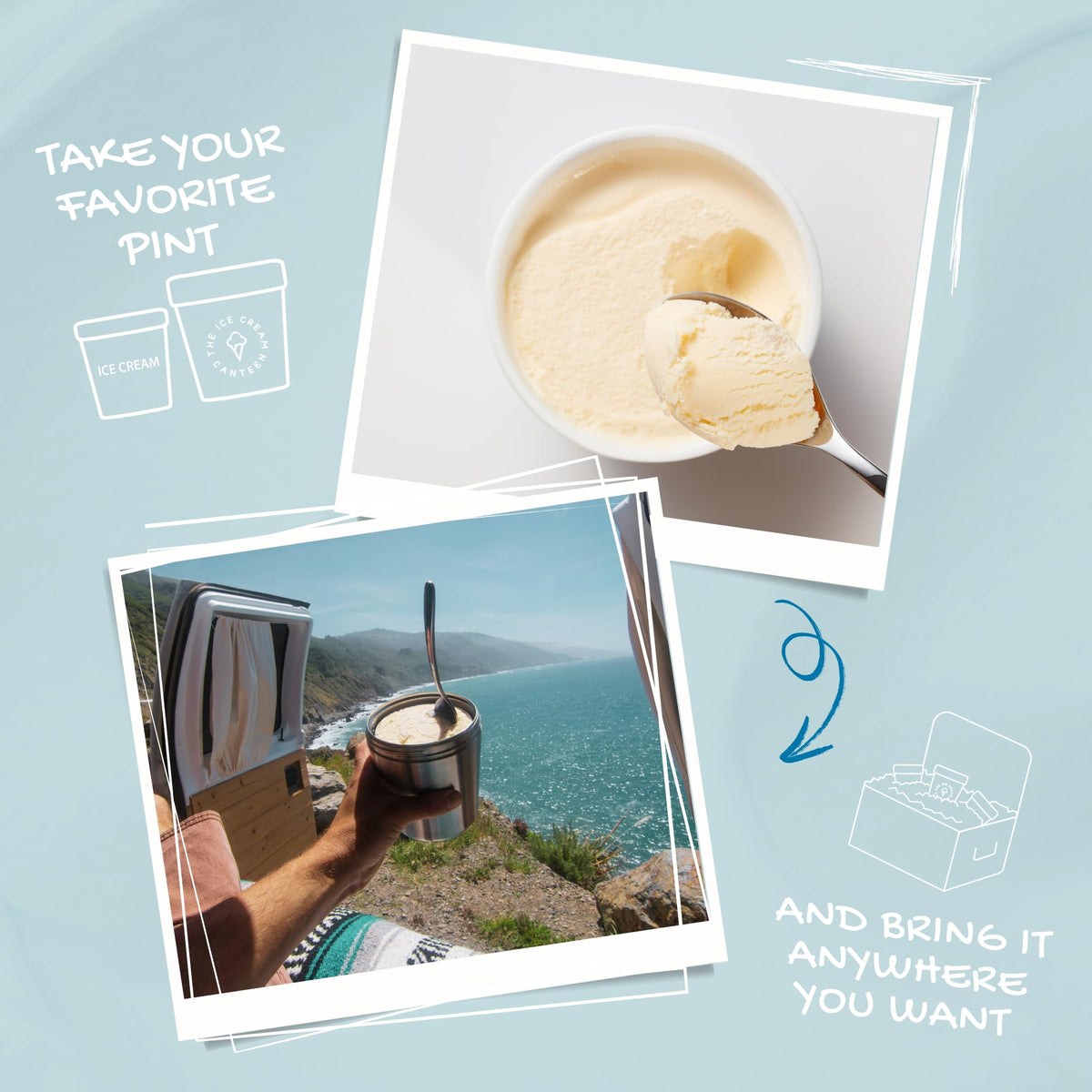 The Ice Cream Canteen pint-serve-directly design lets you eat without scooping.