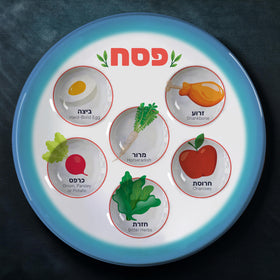 The Kosher Cook 10-inch seder plate is made from durable plastic for repeated use.