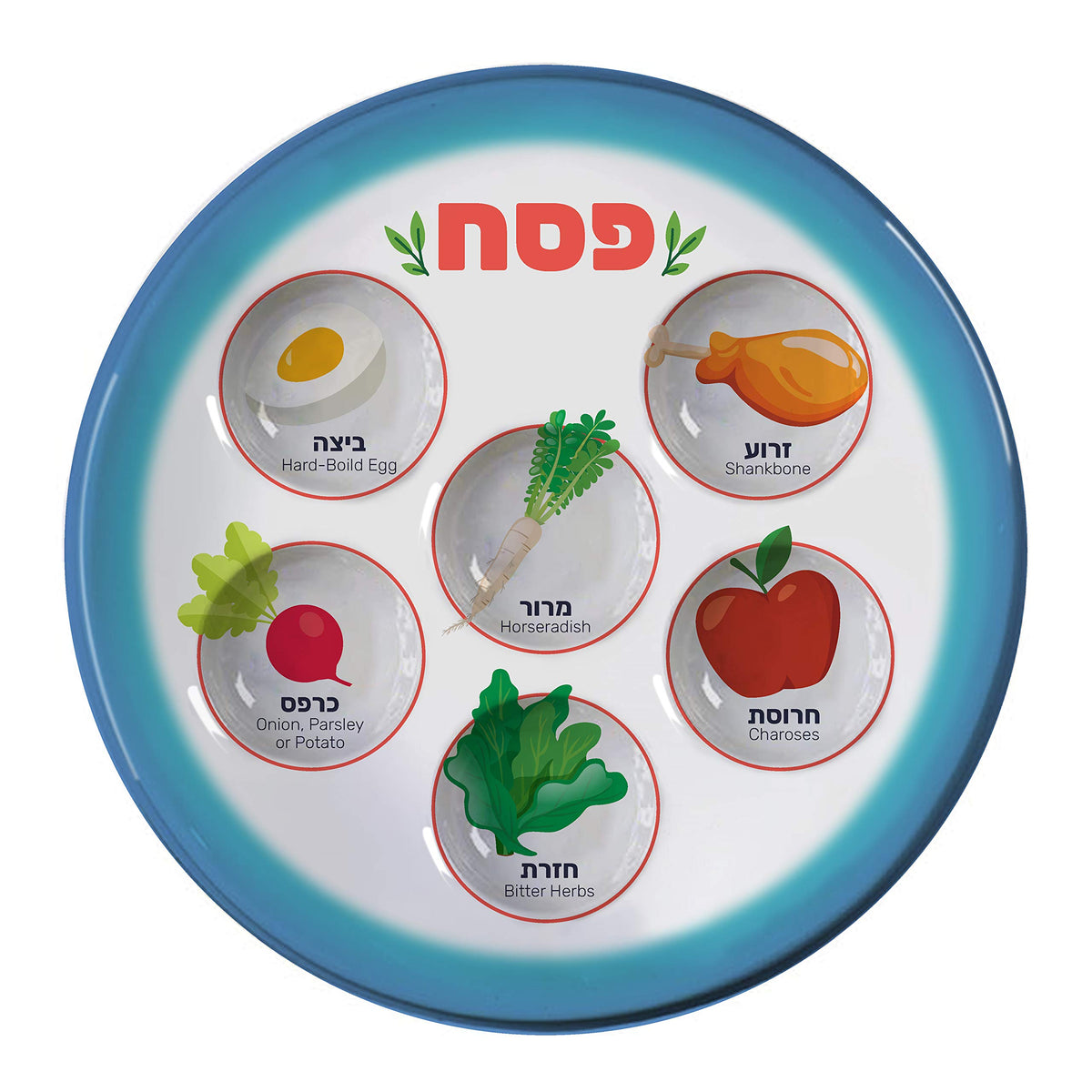 The Kosher Cook kaarah pictures plate adds visual appeal to your Passover table.
