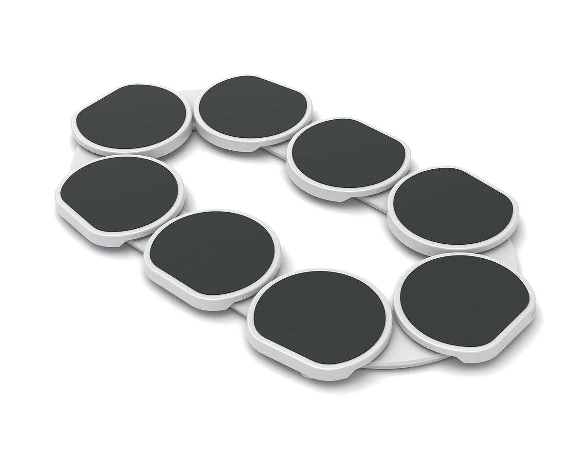 The Lazy Susan Revolution extended trays demonstrate table-size expandability.