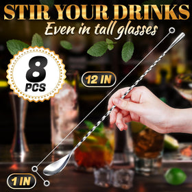 The Little Green Change 12 inch bar spoon reaches glass bottoms easily