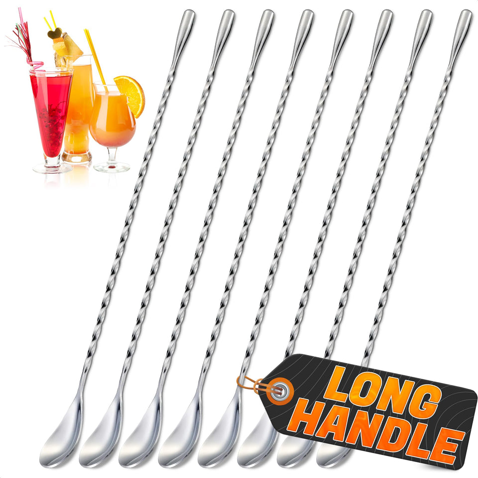 The Little Green Change barspoons set with twisted spiral design for precise cocktail stirring