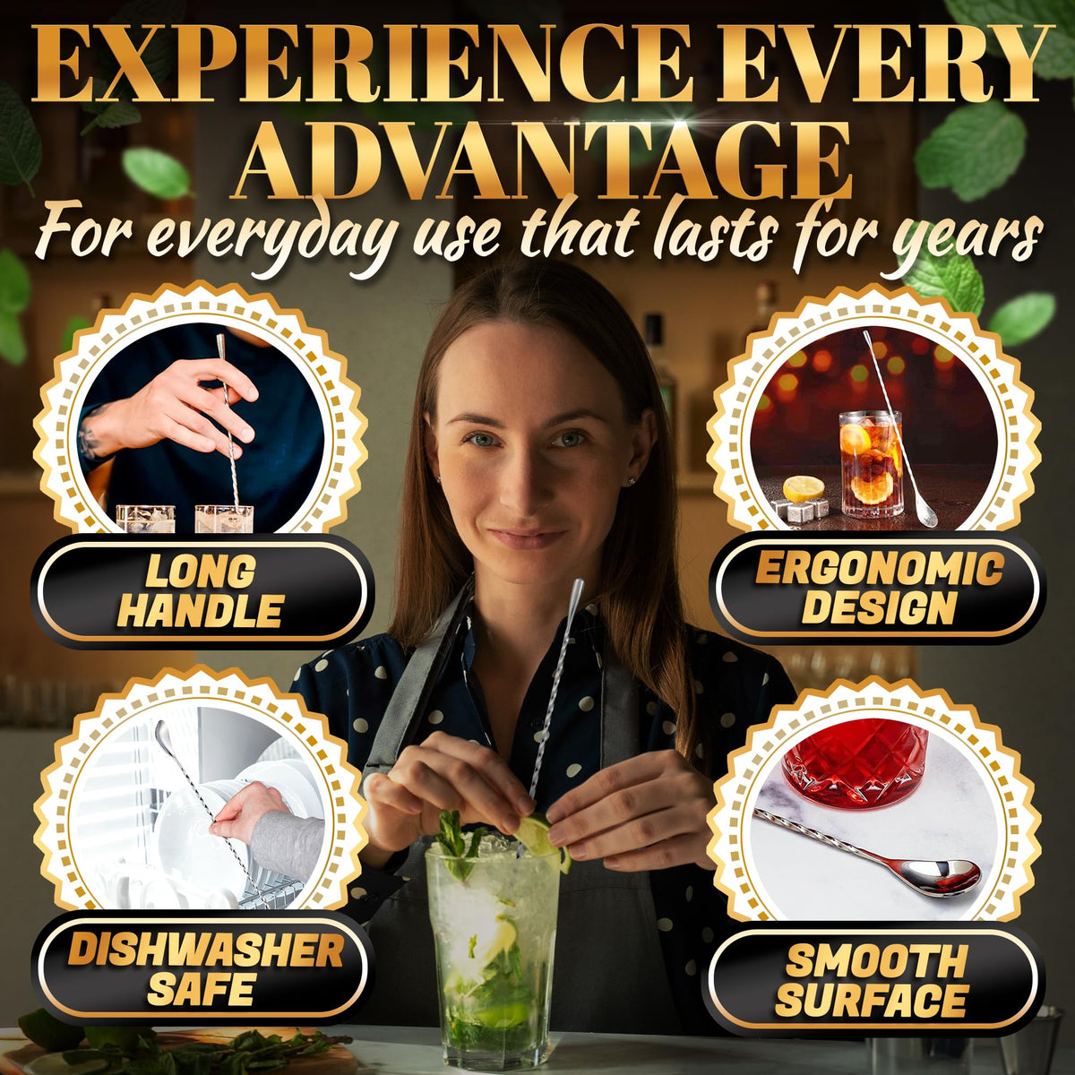 The Little Green Change cocktail stirring spoons ideal for mixed drinks