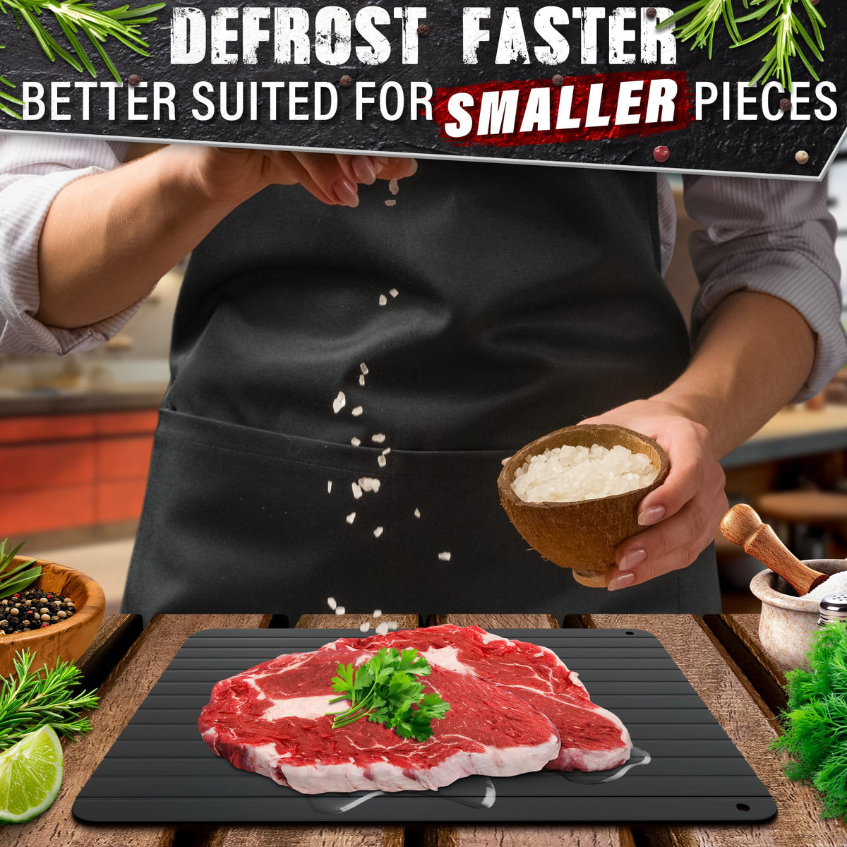 The Little Green Change defrost tray provides fast, gentle thaw without hot water.