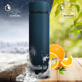 The London Sip tea infuser bottle ready for on the go beverages.