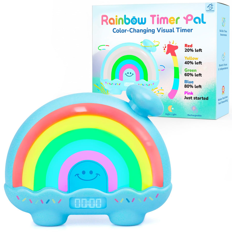 Timer Pal Rainbow Timer blue display showing time progress to boost focus