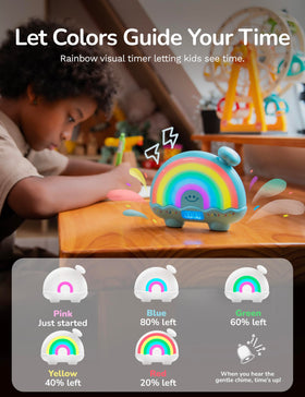 Timer Pal Rainbow Timer blue night light mode creates cozy bedtime ambiance