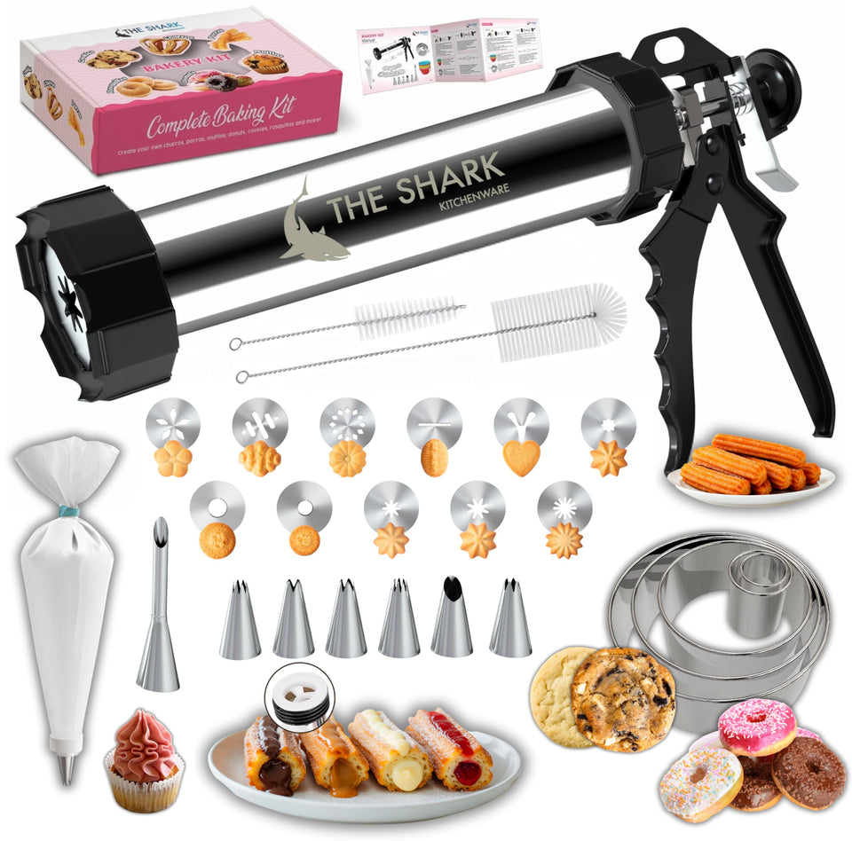 The Shark Kitchenware churro maker extrusion in action, perfect for quick, mess-free churros at home.