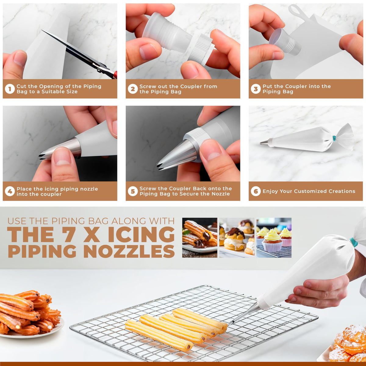 The Shark Kitchenware complete baking kit with versatile nozzles inspires creative desserts at home.