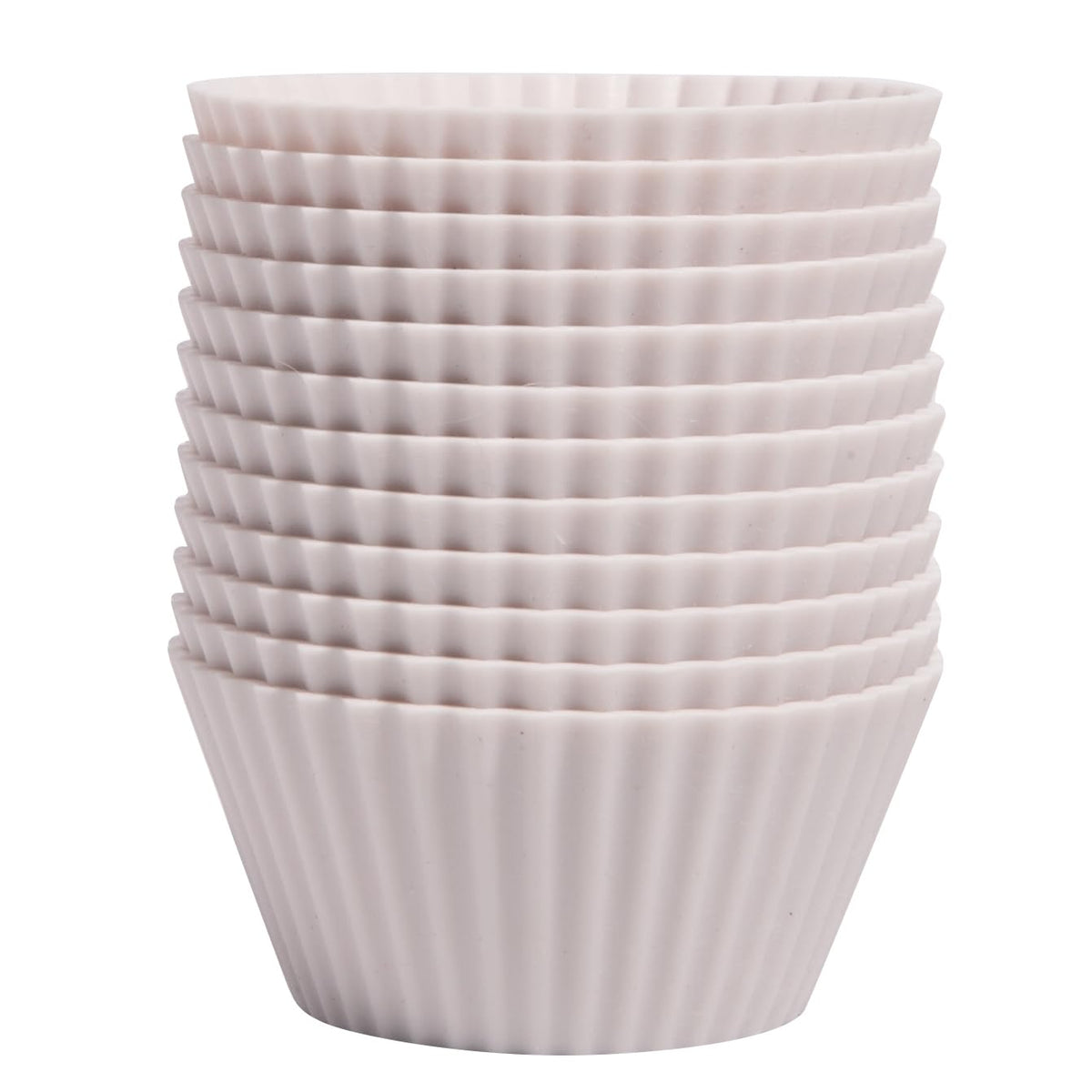 The Silicone Kitchen designer white baking cups packaged in a reusable cotton bag for eco-friendly storage.