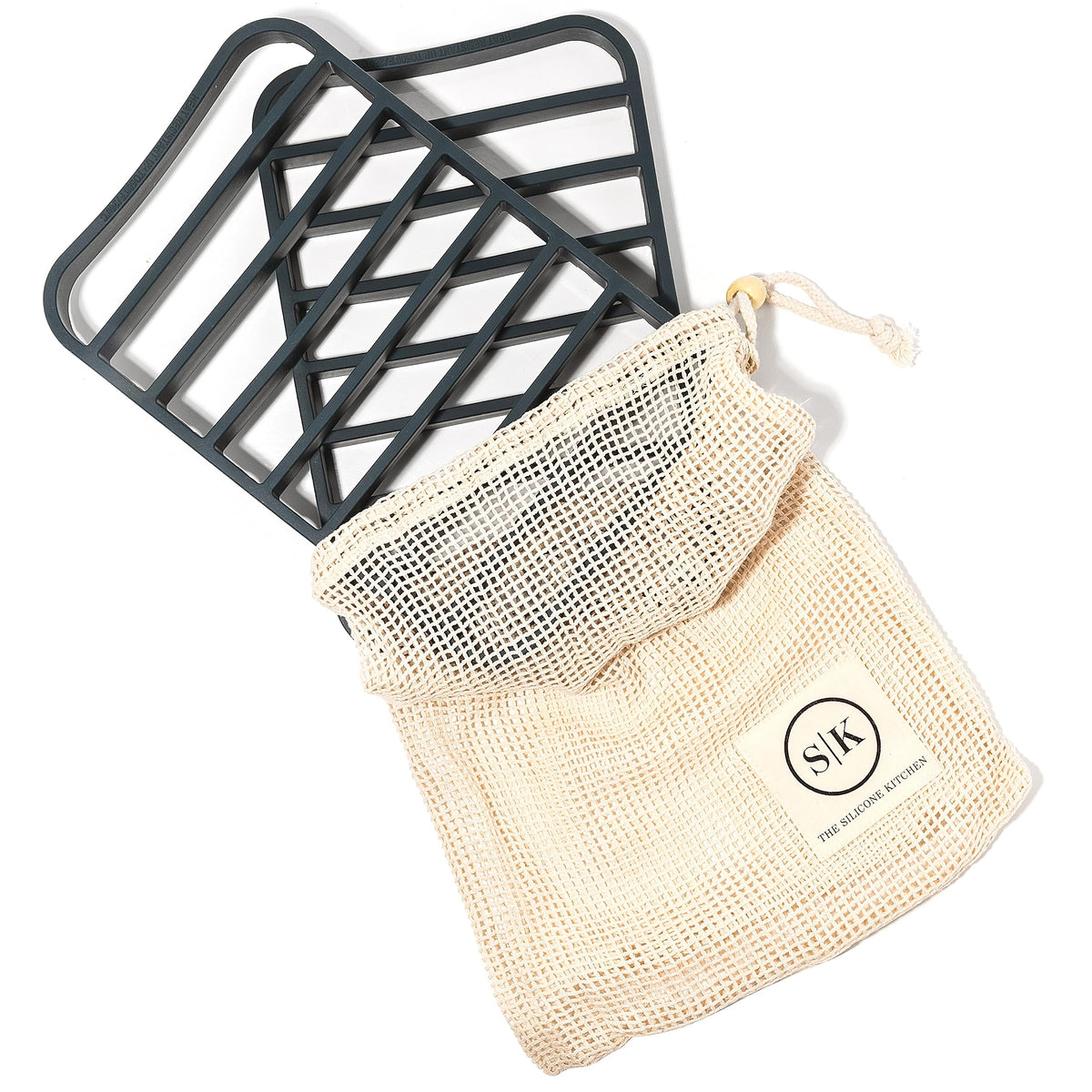 The Silicone Kitchen compact two-pack stores neatly when not in use.