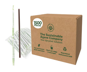 The Sustainable Agave Company agave straw 8in brown packaging demonstrates eco-friendly design.