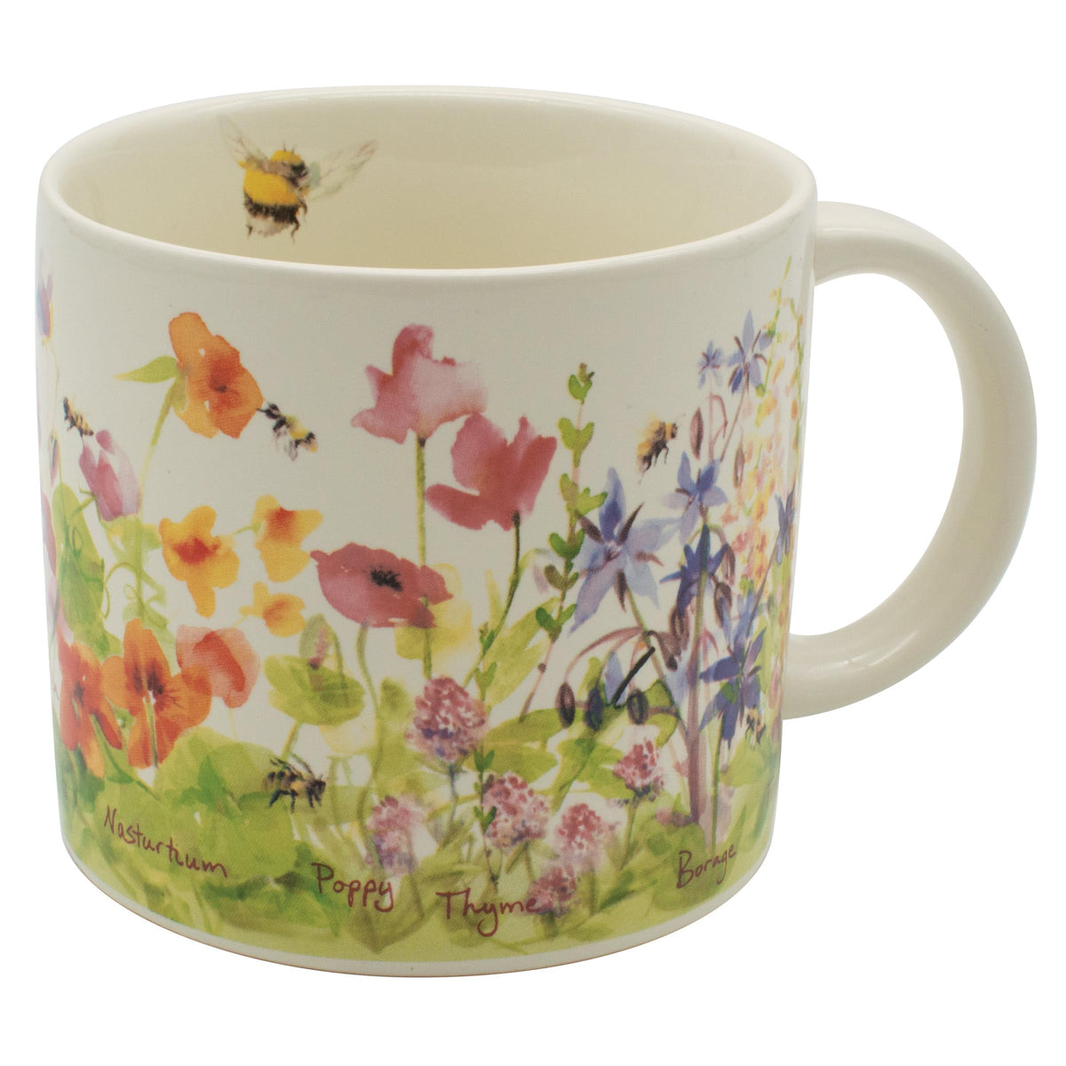 The Unemployed Philosophers Guild Bee Garden mug with watercolor flowers enhances your tea ritual.