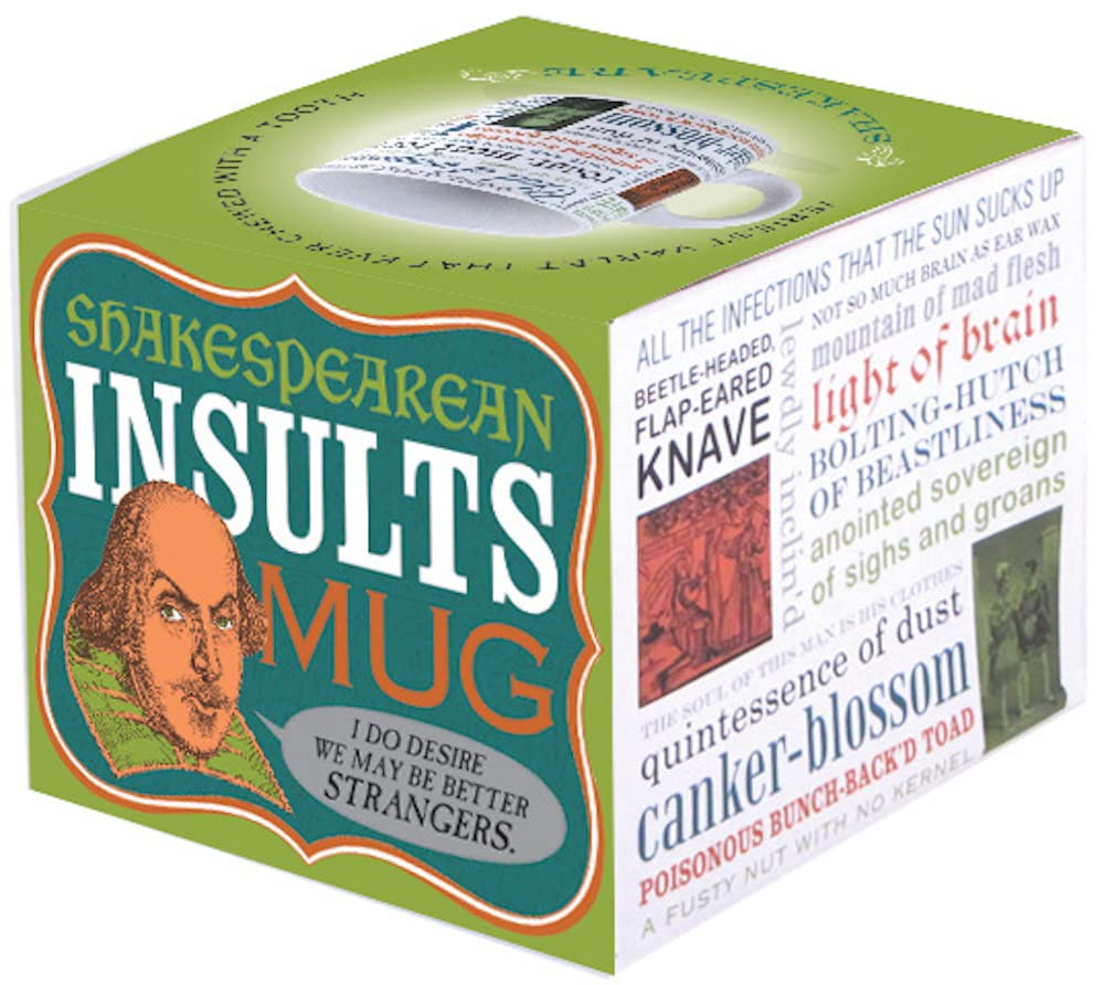 The Unemployed Philosophers Guild Shakespeare Insults Mug gift idea, Bard-inspired present.