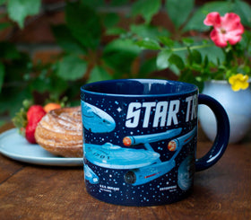 The Unemployed Philosophers Guild Starships mug, 14oz ceramic, durable daily mug.